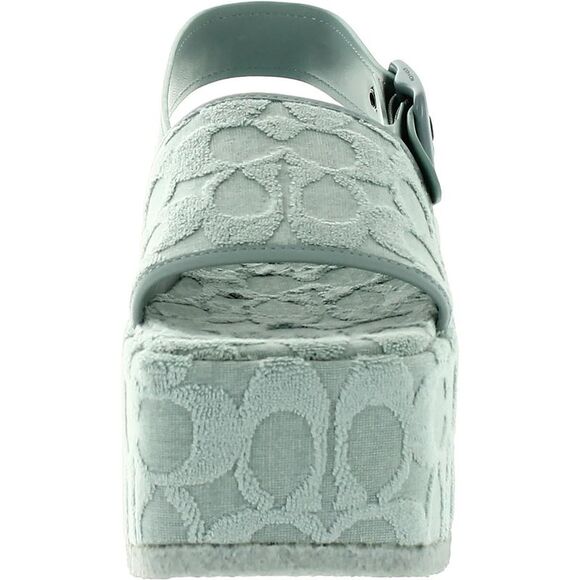 Coach Womens Noelle Blue Leather Terry Cloth Platform Sandals Shoes NWOB - Picture 3 of 4